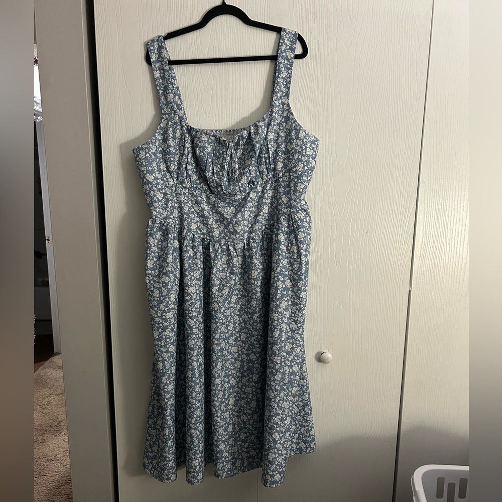 Cider Blue Floral Midi Dress
